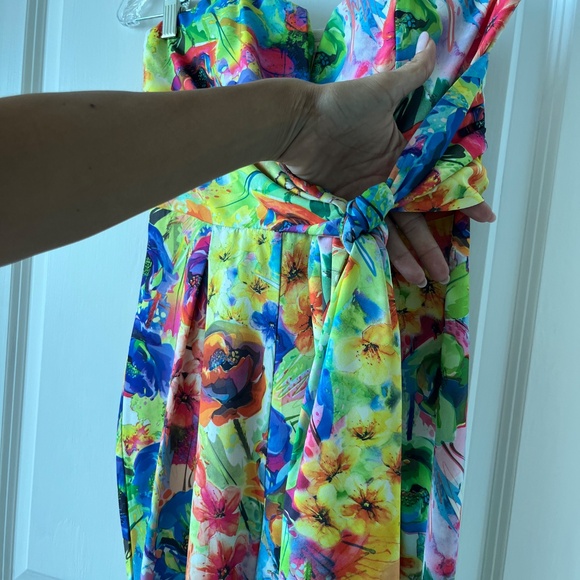 Mustard Seed Strapless Floral Jumpsuit – Tropical Rainbow Explosion - Picture 3 of 5